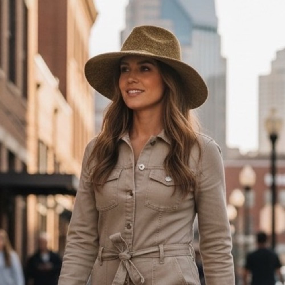 Alexis Bendel Tan Chenille Knit Wide Brim Sun Hat One Size‎ Boho Packable